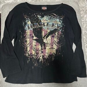 Harley-Davidson Black and Multicolor Graphic Tee